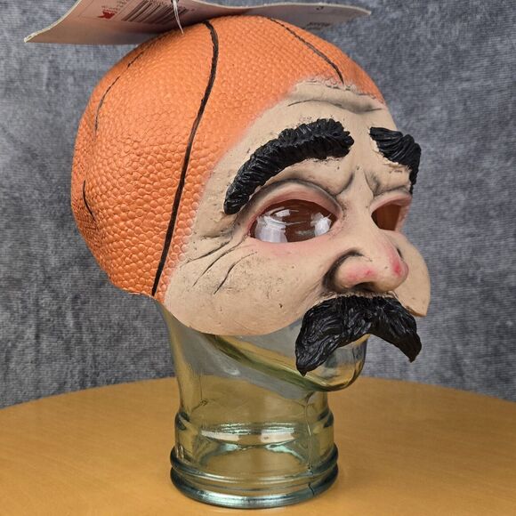 Vintage Halloween Basketball Head Guy Half Mask Vinyl Mustache Seasons for Kmart - Picture 5 of 12